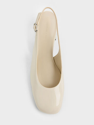 Danni Patent Slingback Pumps, Chalk, hi-res