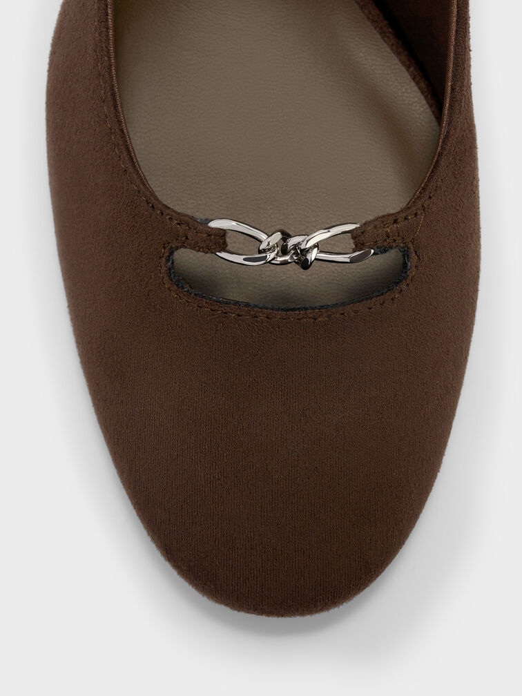 Shila Faux Suede Chain Mary Jane Pumps, Dark Brown Textured, hi-res