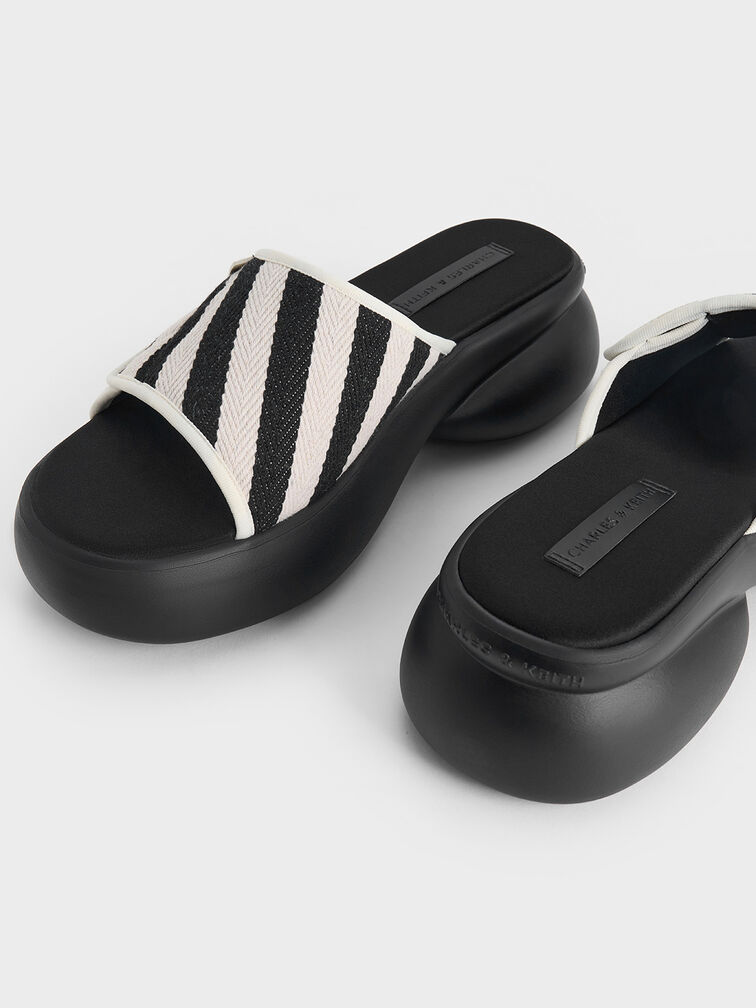 Striped Platform Sporty Slide Sandals, Multi, hi-res