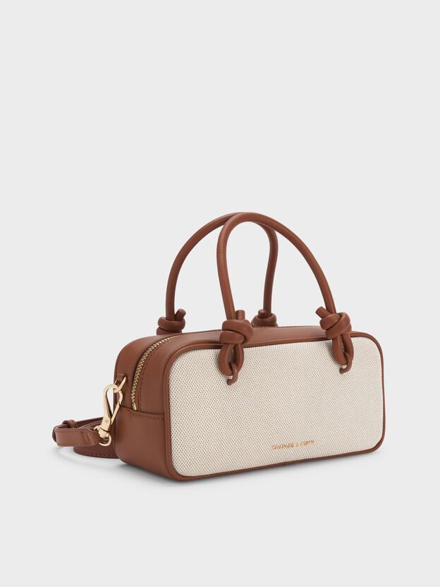 Sammie Canvas Knotted-Handle Boxy Bag, Taupe Canvas, hi-res