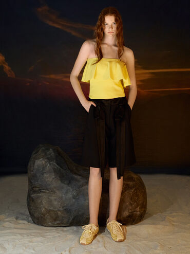 Jace Crochet & Suede Flower Sneakers, Yellow, hi-res