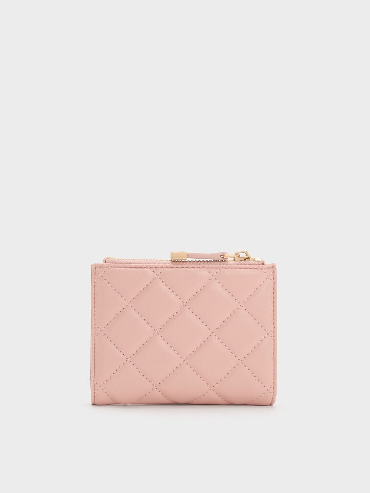 Alva Quilted Top-Zip Small Wallet, Pink, hi-res