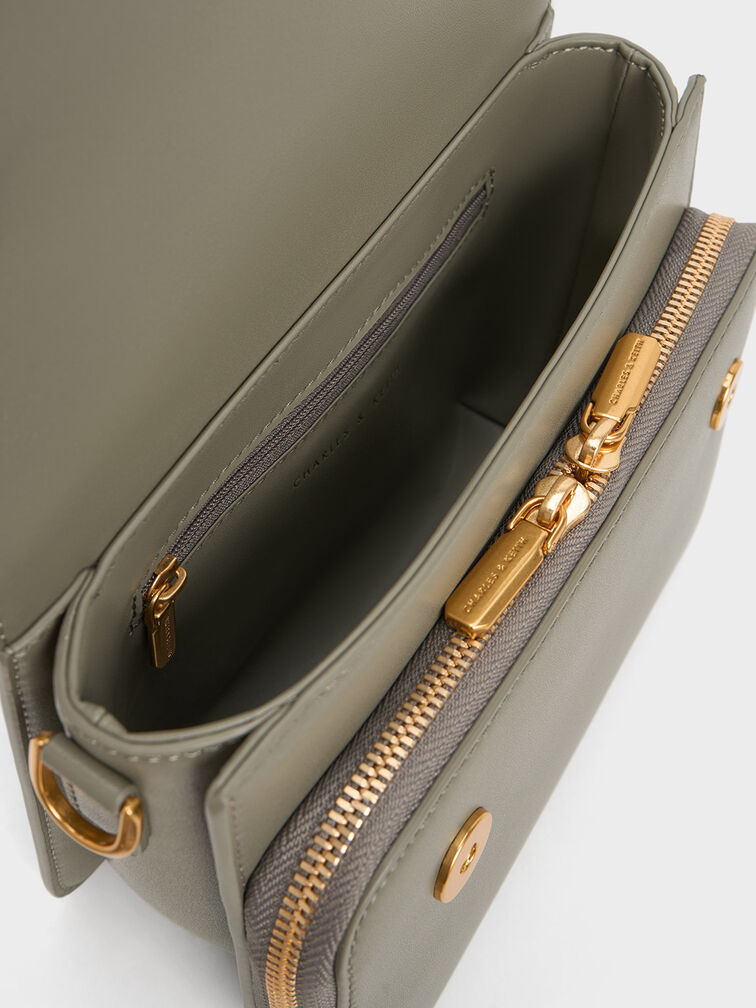 Octavia Front Flap Top Handle Bag, Khaki, hi-res