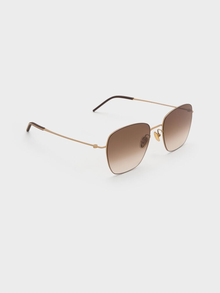 Miranda Square Sunglasses, Light Gold, hi-res
