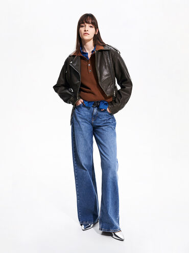 Trifina Metallic-Accent Pointed-Toe Slingback Flats, Silver, hi-res