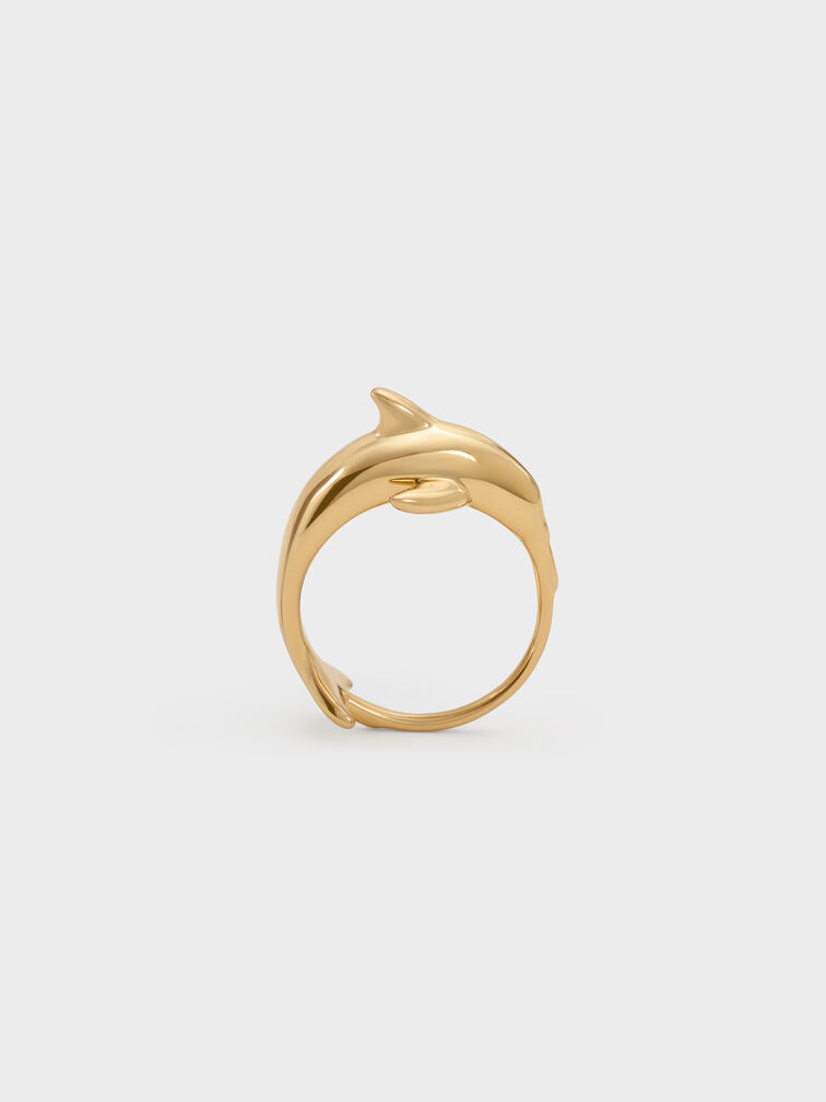 Delphina Dolphin Ring, Gold, hi-res