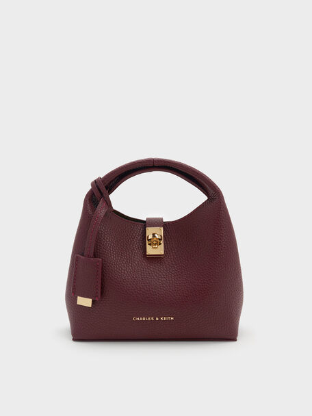 Mini Chance Turn-Lock Bucket Bag, Wineberry Red, hi-res