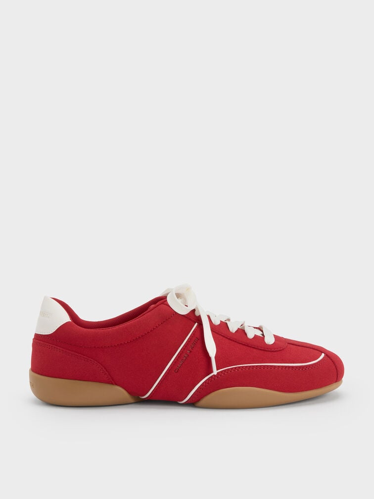 Louise Contrast-Trim Sneakers, Red, hi-res