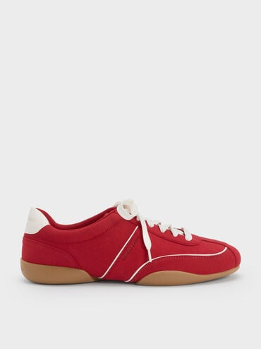 Louise Contrast-Trim Sneakers, Red, hi-res