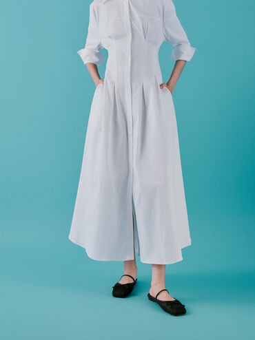 Mesh Bow Square-Toe Ballet Mules, Black Textured, hi-res