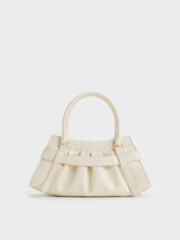 Isolde Belted Ruched Crossbody Bag, Cream, hi-res