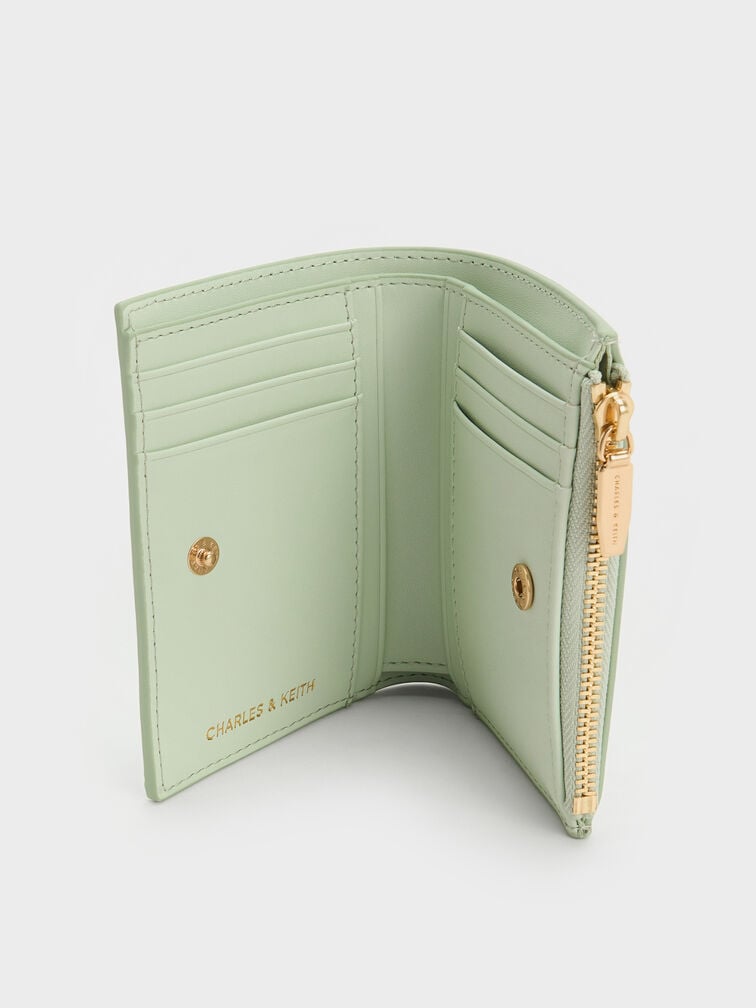 Apolline Textured Top-Zip Wallet, Mint Green, hi-res