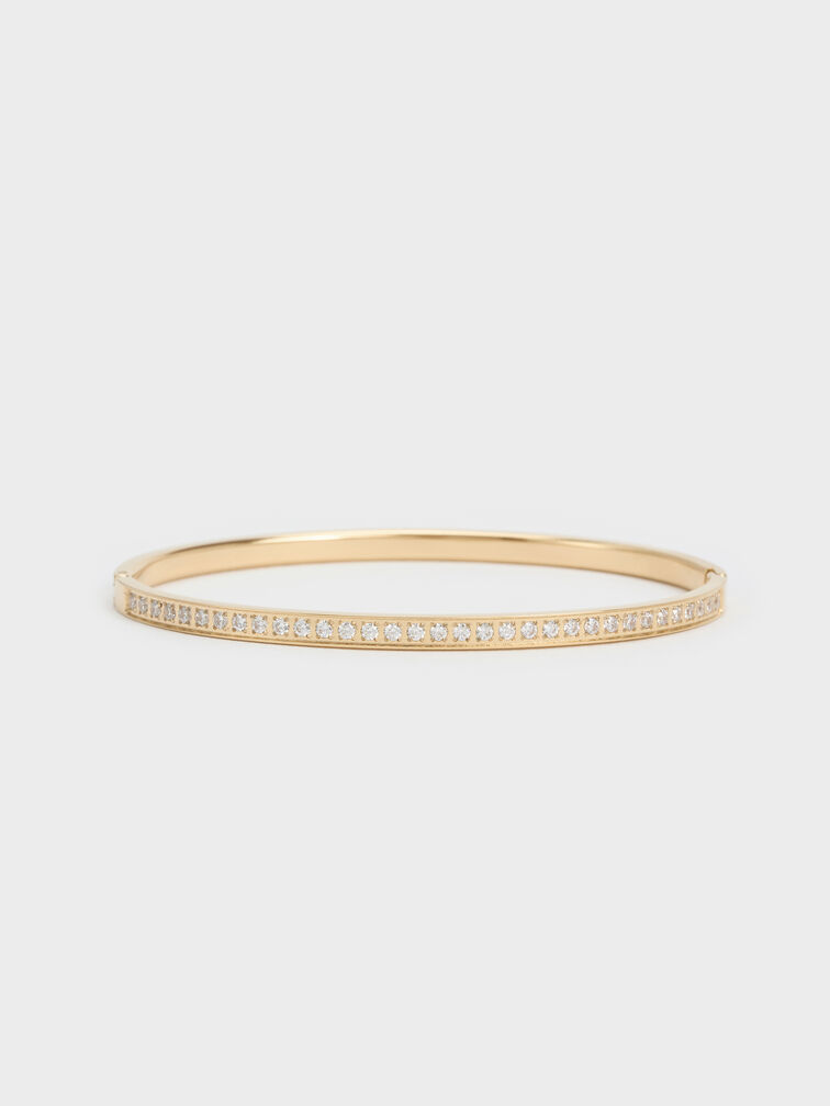 Hermione Crystal Bangle, Gold, hi-res