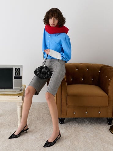 Jesmyn Sequinned Two-Way Bag, Noir, hi-res