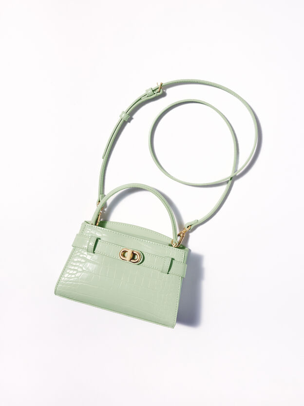 Aubrielle Croc-Effect Belted Top Handle Bag, Mint Green, hi-res