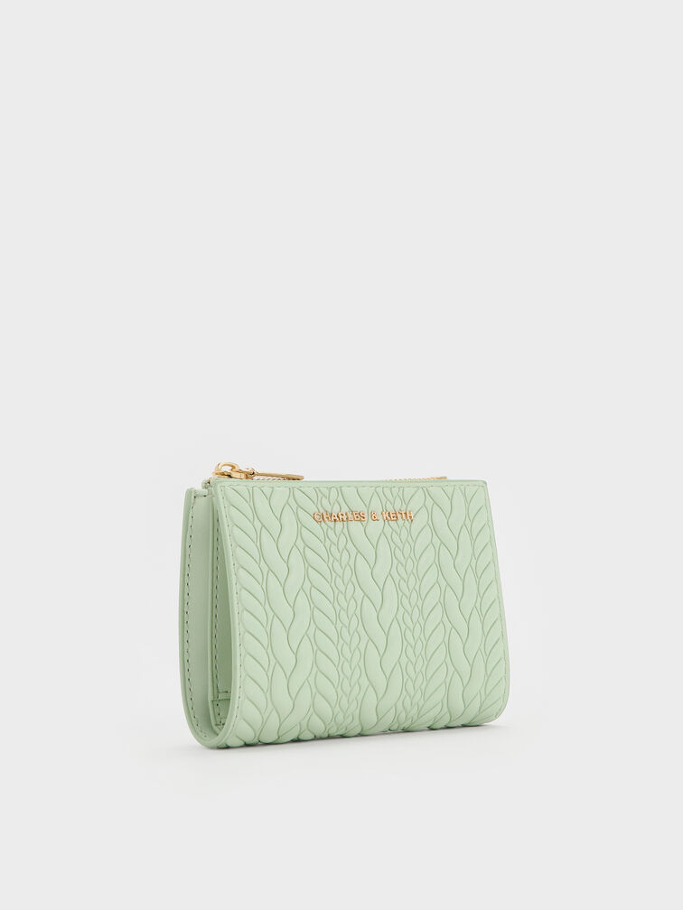 Apolline Textured Top-Zip Wallet, Mint Green, hi-res