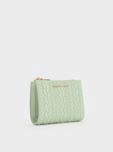 Apolline Textured Top-Zip Wallet, Mint Green, hi-res