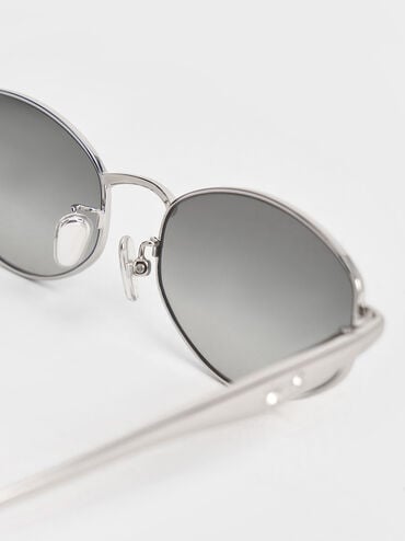 Celestia Crystal-Accent Oval Sunglasses, Silver, hi-res
