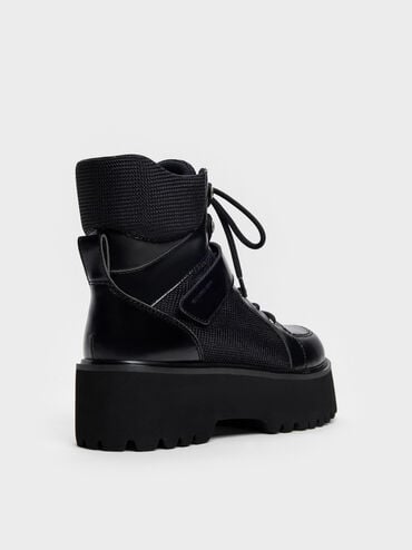 Eliot Platform Combat Boots, Black, hi-res