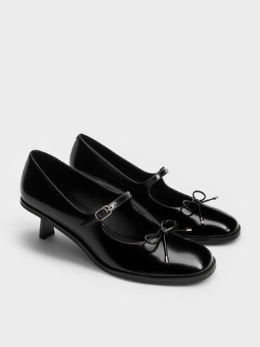 Wendy Bow Kitten-Heel Mary Jane Pumps, Black Box, hi-res