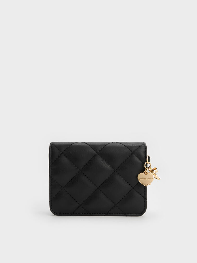 Arrietty Quilted Small Wallet, Black, hi-res