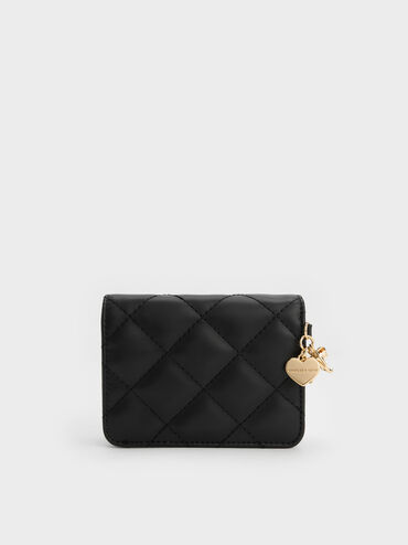 Arrietty Quilted Small Wallet, Black, hi-res