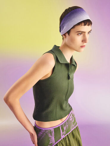 Recycled Polyester Knitted Gradient Reversible Headband, Multi, hi-res