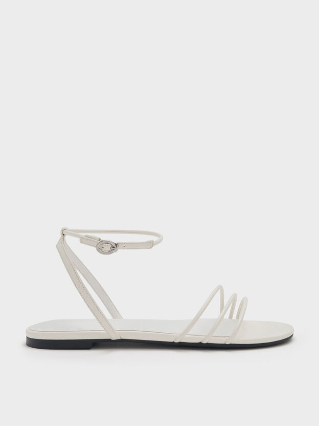 Triple-Strap Sandals, White, hi-res