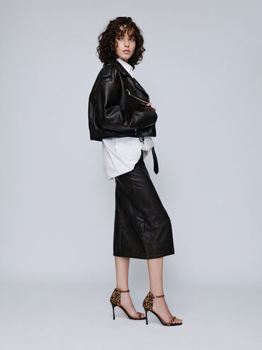 Kyra Calf Hair Leopard-Print Stiletto Sandals, Animal Print Brown, hi-res