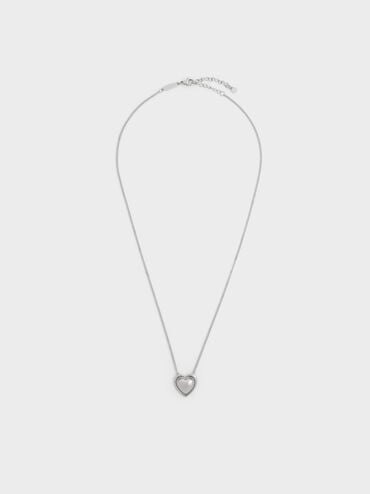 Annalise Heart Necklace, Silver, hi-res
