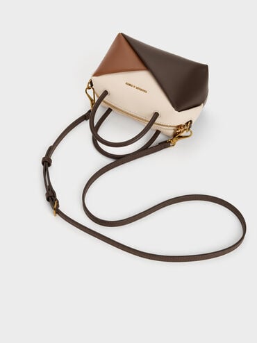 Midori Colourblock Geometric Bowling Bag, Multi Brown, hi-res