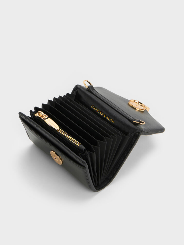 Lilibet Metallic-Accent Chain-Strap Wallet, Black, hi-res