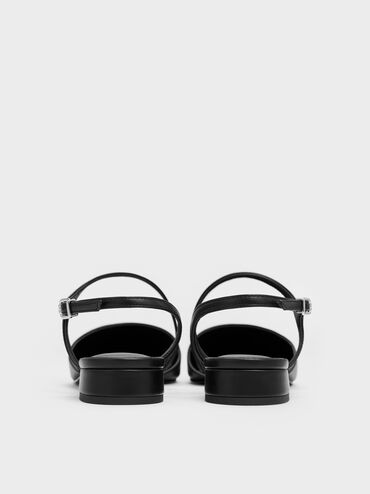 Cordelia Pointed Slingback Flats, Black, hi-res