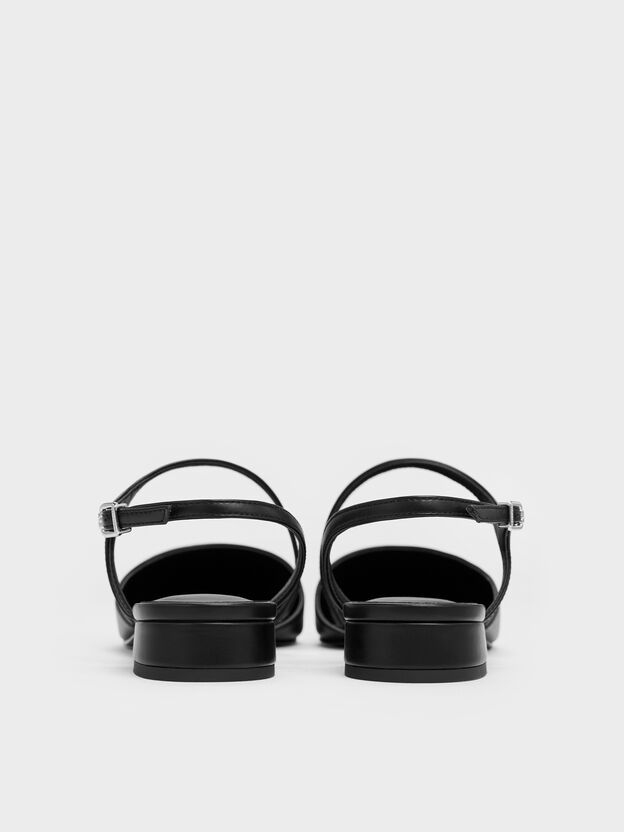 Cordelia Pointed Slingback Flats, Black, hi-res