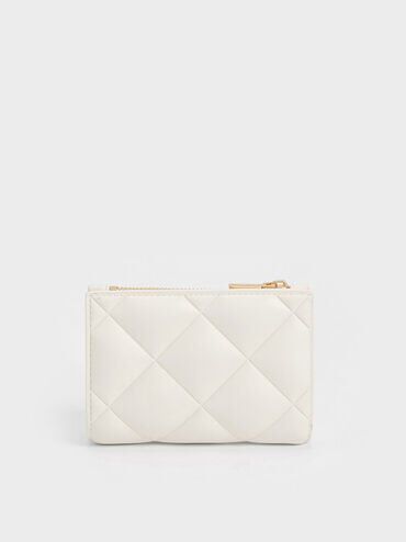 Gemma Quilted Card Holder, White, hi-res