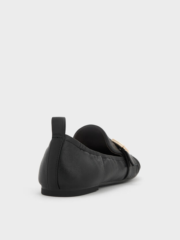 Cody Leather Ruched Loafers, Black, hi-res