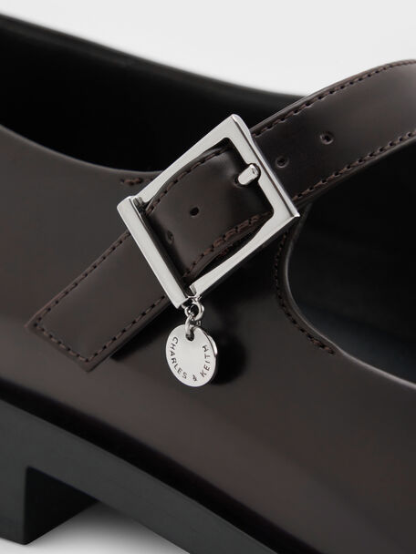 Circle-Charm Buckled Mary Janes, Burgundy, hi-res