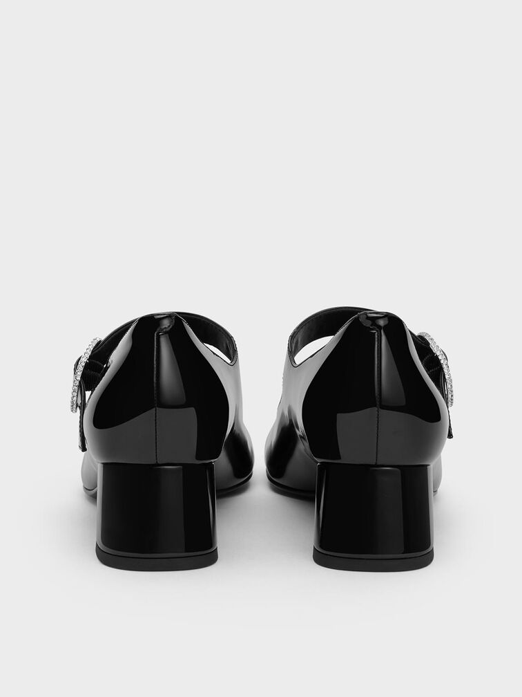 Jannie Patent Crystal-Buckle Mary Jane Pumps, Black Patent, hi-res