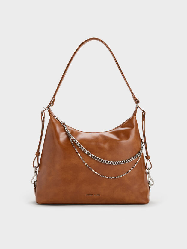Atwood Chain Convertible Hobo Bag, Distressed Tan, hi-res
