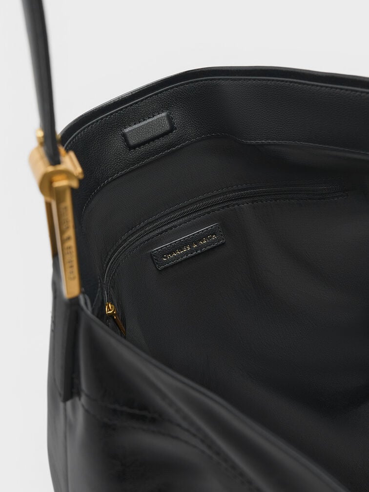 Sianna Slouchy Hobo Bag, Black, hi-res