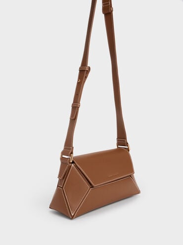 Nasrin Geometric Shoulder Bag, Chocolate, hi-res