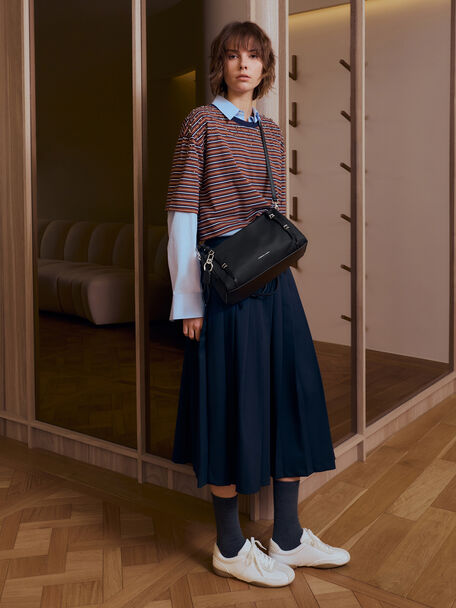 Levy Nylon Shoulder Bag, Noir, hi-res