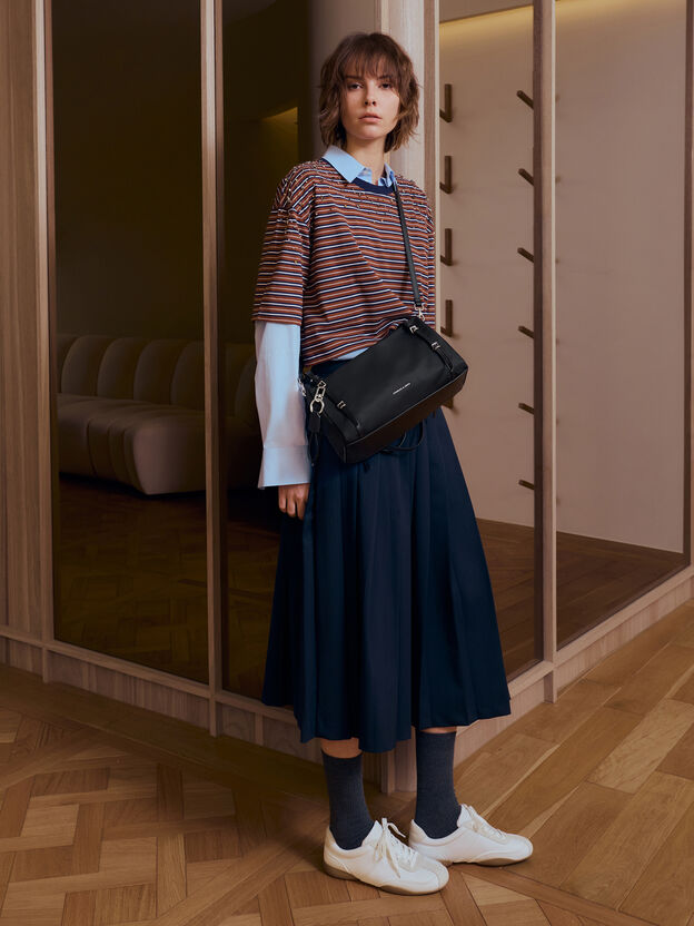 Levy Nylon Shoulder Bag, Noir, hi-res