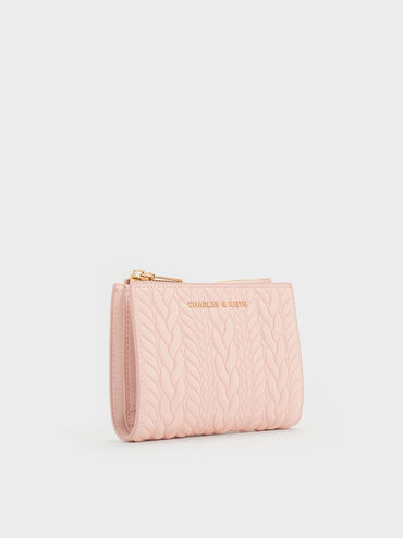 Apolline Textured Top-Zip Wallet, Soft Pink, hi-res
