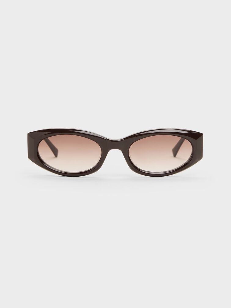 Aubrey Oval Sunglasses, Espresso Brown, hi-res