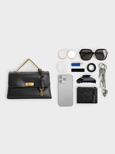 Kerry Chain-Handle Crossbody Bag, Black, hi-res