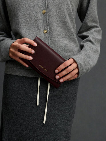 Briony Curved Flap Long Wallet, Wineberry Red, hi-res