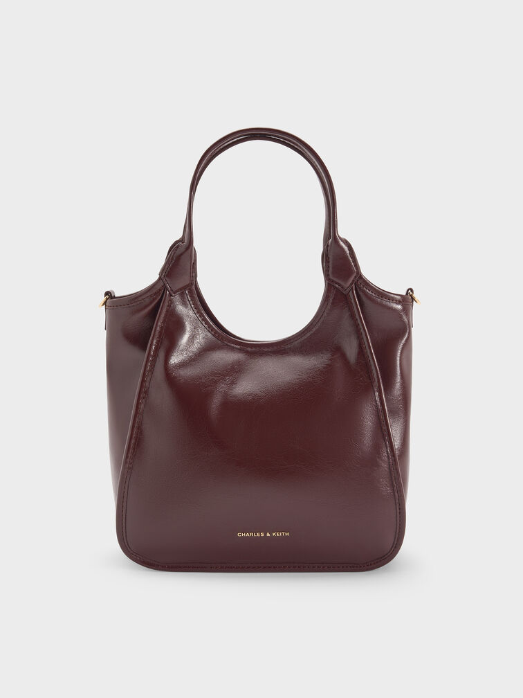 Mini Sianna Crinkle-Effect Slouchy Tote Bag, Wineberry Red, hi-res