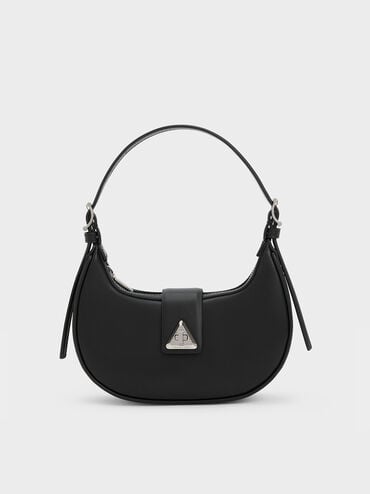 Trice Metallic-Accent Belted Shoulder Bag, Noir, hi-res