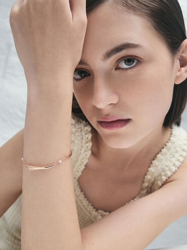 Corrine Pearl Sculptural Bracelet, Rose Gold, hi-res